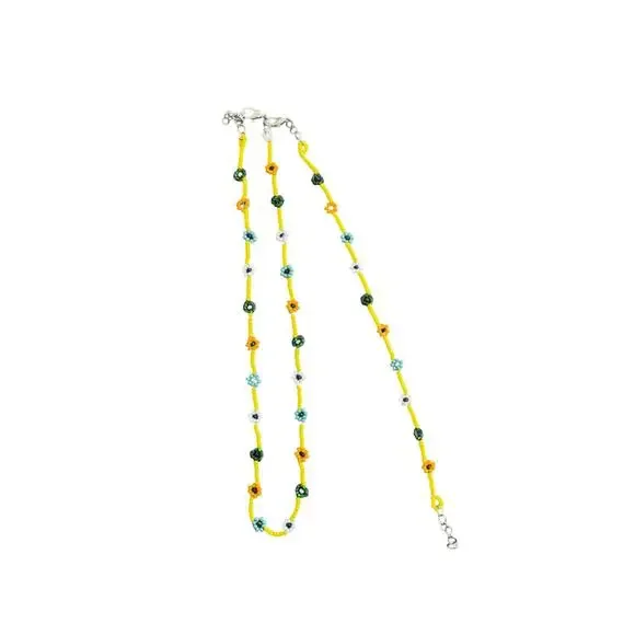 Handmade Flower Necklace And Bracelet Set Gift For Women - Picture 2 of 5